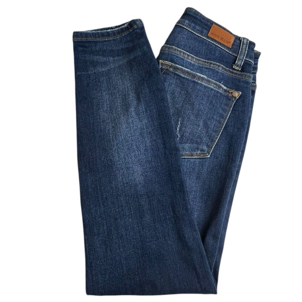 Judy Blue Womens 1/25 Dark Wash Mid Rise Stretch‎ Relaxed Fit Jeans